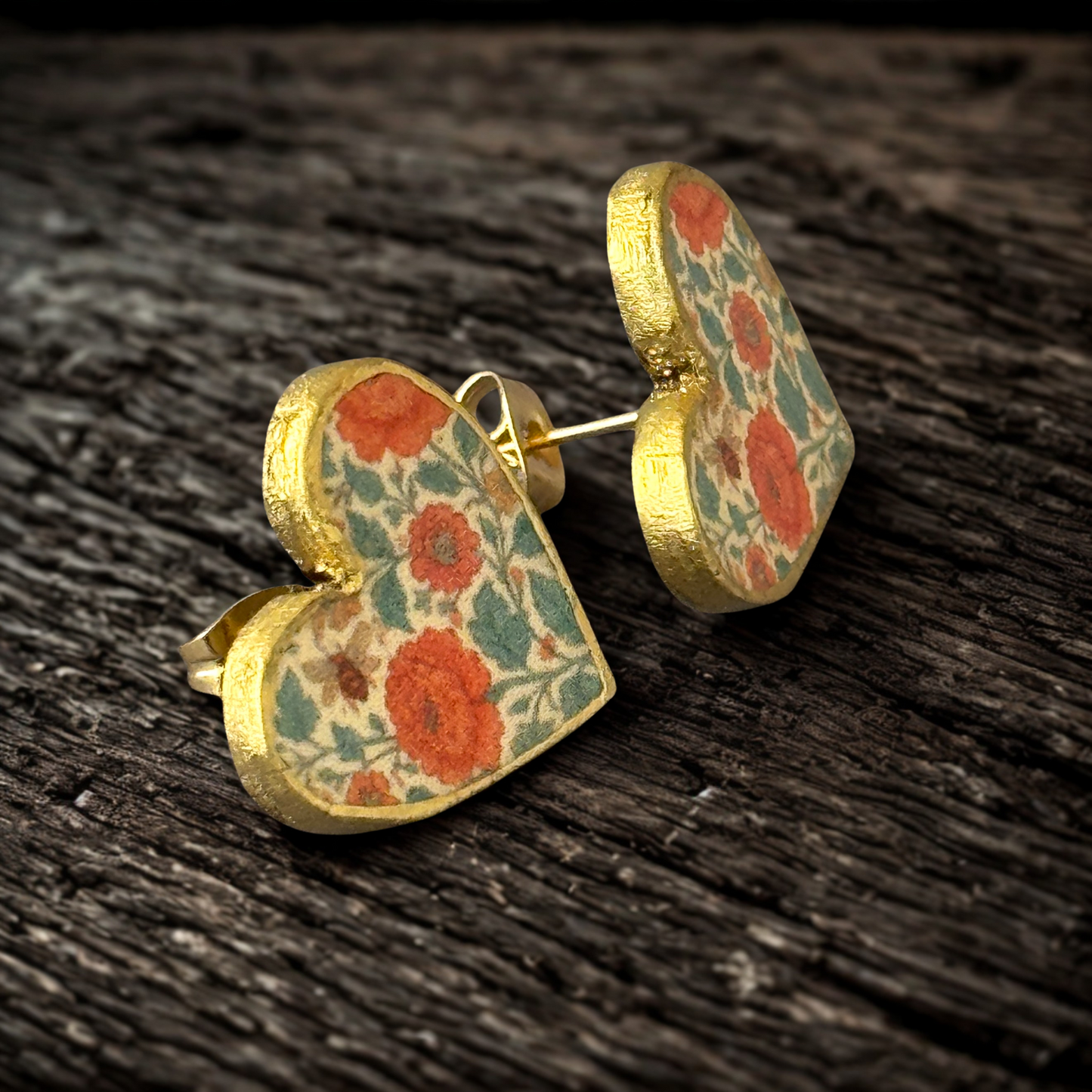 Floral Heart Stud Earrings - Summer Glow