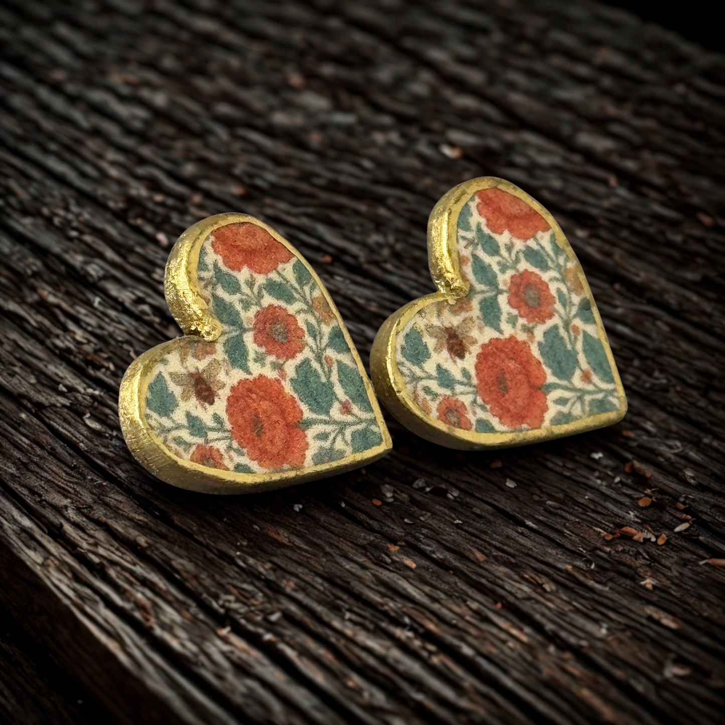 Floral Heart Stud Earrings - Summer Glow