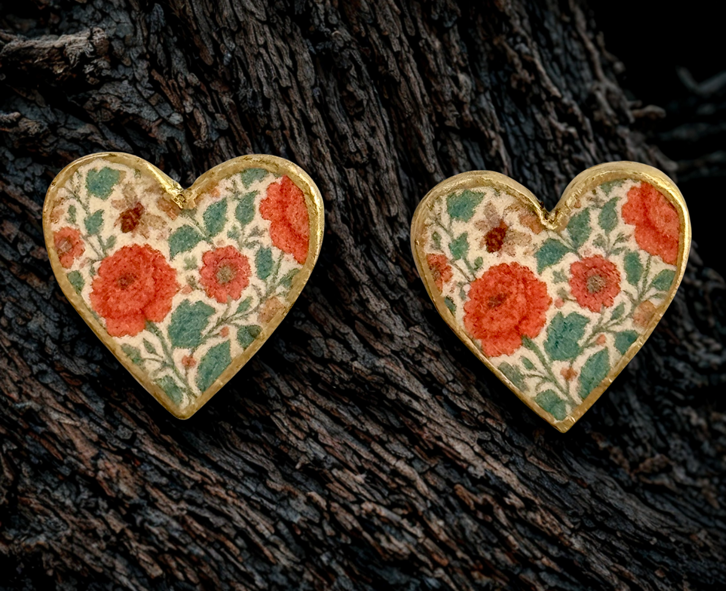 Floral Heart Stud Earrings - Summer Glow